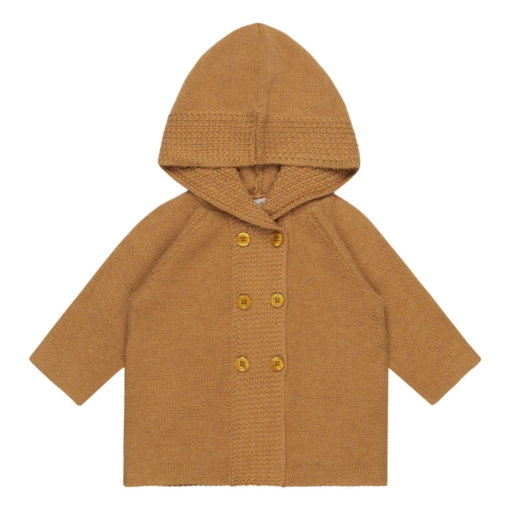 Schöne Baby-Strickjacke mit Kapuze Paul caramel von Sense Organics