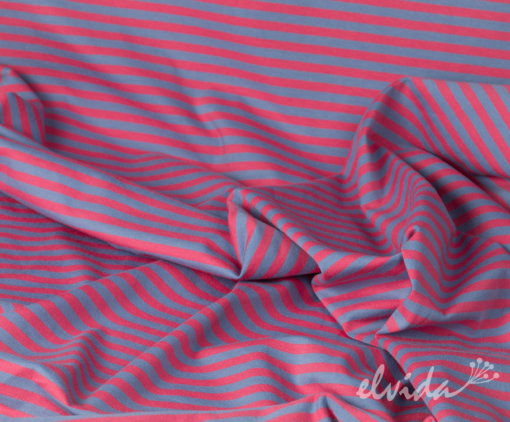 Bio Jerseystoff Streifen ultramarine rosa - Produktbild 1