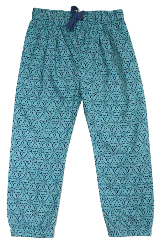 Bio Sommerhose lang Geometriemuster in jade-navy von Enfant Terrible
