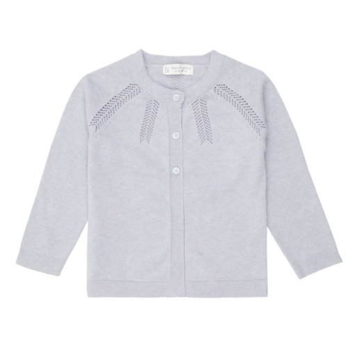Alma Strickjacke graublau mit Lochmuster von Sense Organics