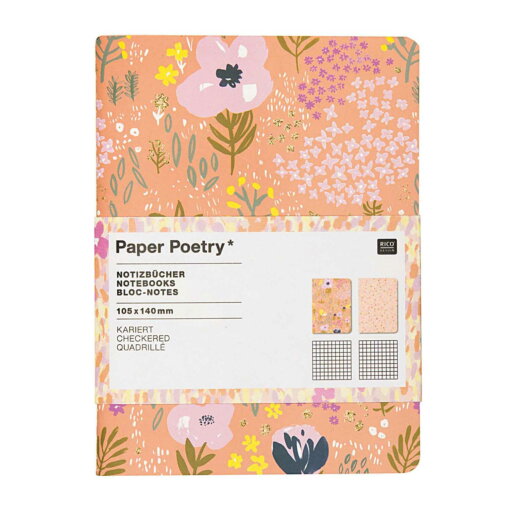 2er Set Notizbücher Blumen/Punkte  von Rico Design