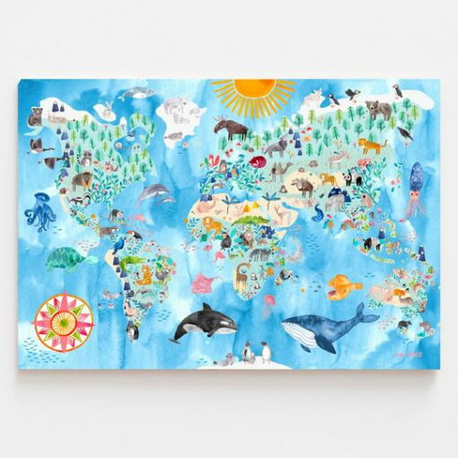 Kinderzimmer-Poster *Weltkarte der Tiere* (68x99cm) für Kinder von Frau Ottilie