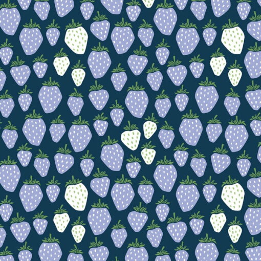Baumwollstoff Erdbeeren blau - Produktbild 1
