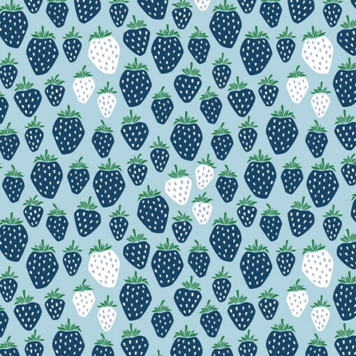 Baumwollstoff Erdbeeren blau - Produktbild 1