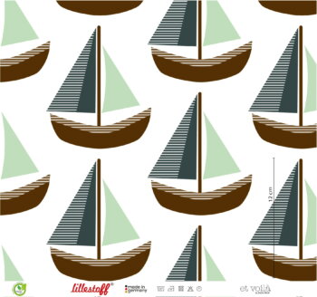 Bio Jerseystoff Große Boote grün/braun - Produktbild 1