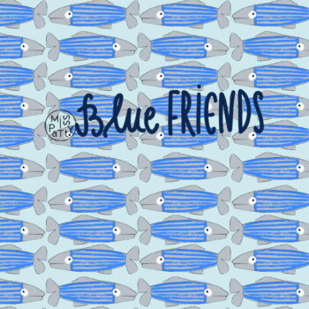 Bio Jerseystoff Blue Friends - Produktbild 1