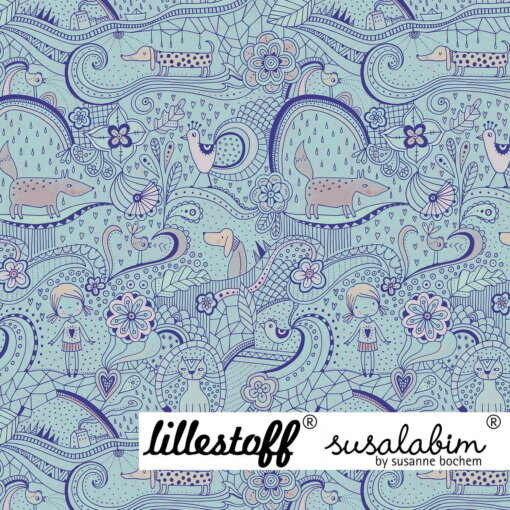 Bio Sweatstoff Fröhliches Gedoodle blau - Produktbild 1
