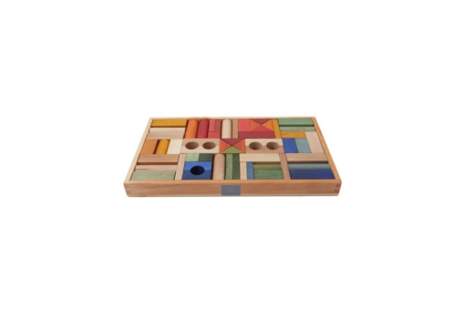 Holzbauklötze "Regenbogenfarben" 54 Teile mit Holzkasten von Wooden Story