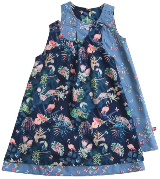 Bio Wendekleid Dschungel-Schmetterlinge in darkblue-sky von Enfant Terrible