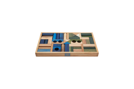 Holzbauklötze „Blue“ 54 Teile mit Holzkasten von Wooden Story