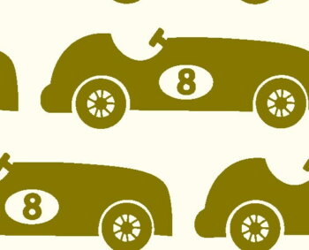 Bio Jerseystoff Retro Rennauto Moos - Produktbild 1