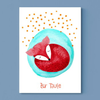 Postkarte *Zur Taufe* mit Füchslein