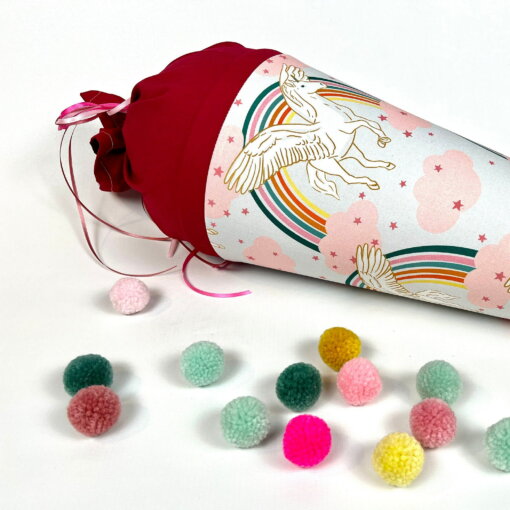 Stoff Schultüte Zuckertüte Pegasus mit Namensschild - Produktbild 1