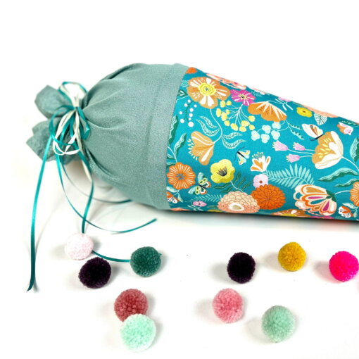 Stoff Schultüte Schmetterlinge Glitzer Namensschild - Produktbild 1