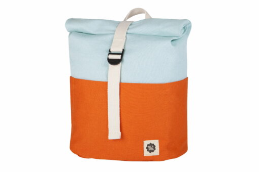 Rucksack Roll-Top 3-7 Jahre in den Farben hellblau/orange von Blafre