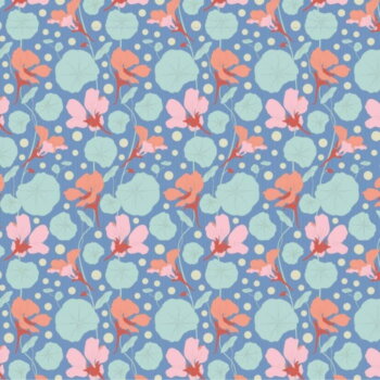 Baumwollstoff Tilda Nasturtium blau - Produktbild 1