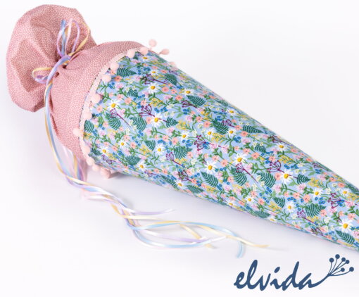Stoff Schultüte Wiesenblumen Personalisiert Namensschild - Produktbild 1