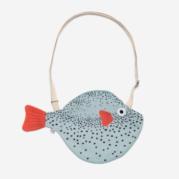 Aqua Pufferfish Etui Tasche - Klein von Don Fisher