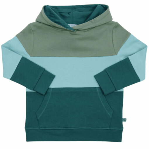 Bio Hoodie Colourblocking in bottle green-turquoise von Enfant Terrible