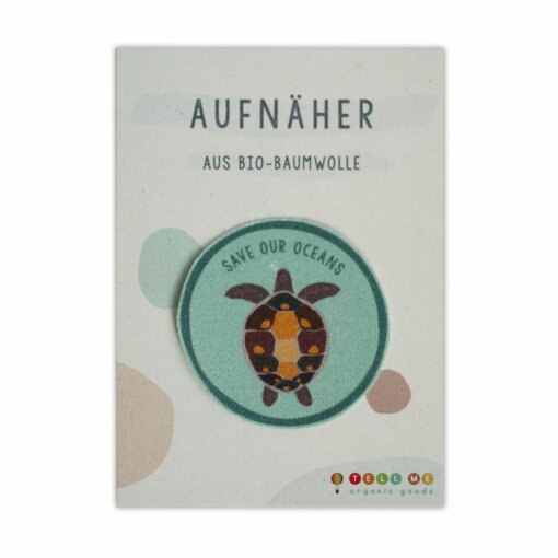 Aufnäher Schildkröte 'Save Our Oceans' von TELL ME - ORGANIC GOODS