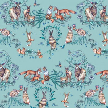 Bio Jerseystoff Tiere Hase und Fuchs - Produktbild 1