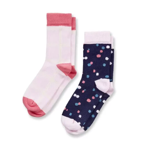 Kindersocken Doppelpack Pünktchen auf Navy / Karomuster, Modell LORIS von Sense Organics