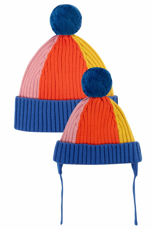 Regenbogen-Ripp-Bommelmütze von Frugi