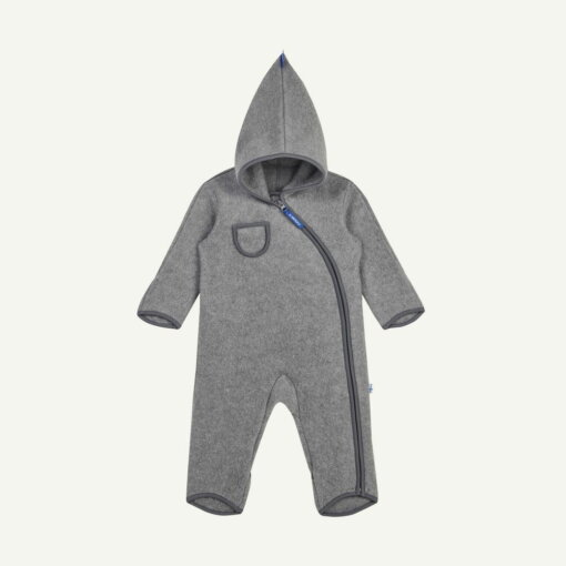 PUKU WOOL Wollfleeceoverall mit Zwergenkapuze charcoal von Finkid