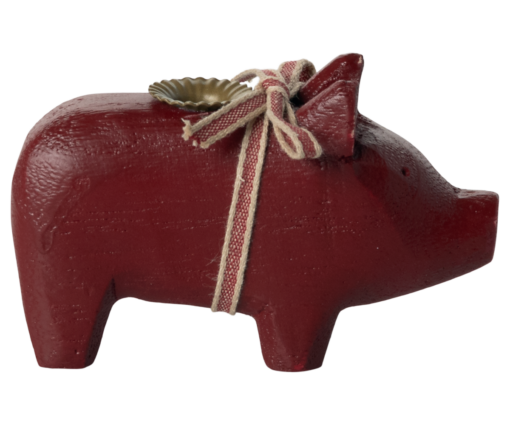 Kerzenhalter, Kleines Schwein - Rot von Maileg