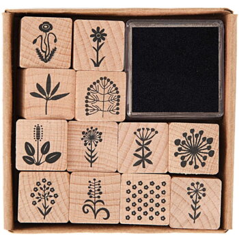 Paper Poetry Stempelset Blumen 2x2cm 13-teilig  von Rico Design